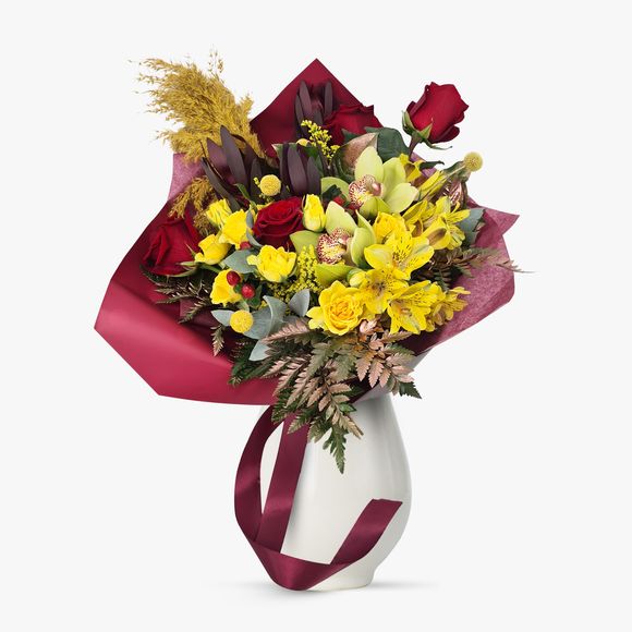 Buchet cu alstroemeria si orhidee