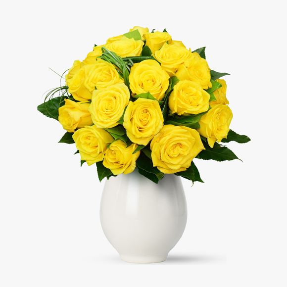 Buchet de 21 trandafiri galbeni