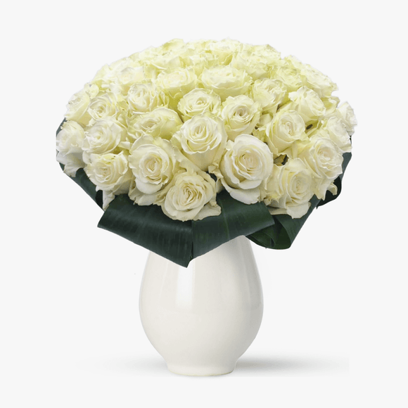 Buchet de 55 trandafiri albi