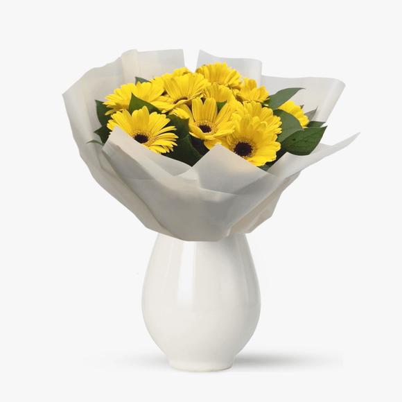 Buchet de 15 gerbera galbene