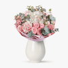 Buchet Cu Hortensie Alba Si Trandafiri Roz