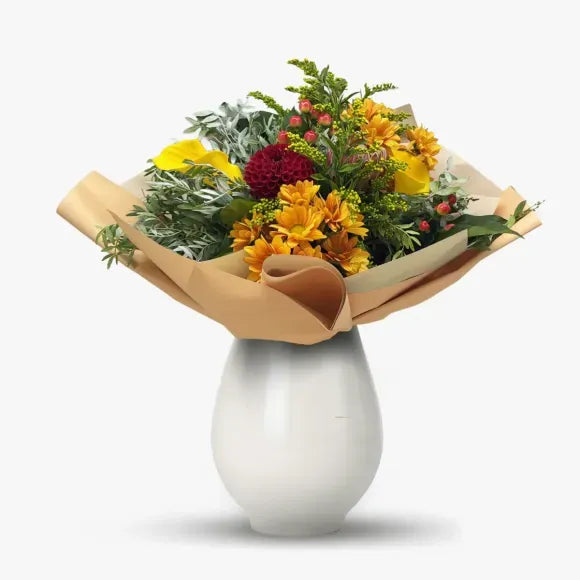 Buchet cu cale, trandafiri si dalie