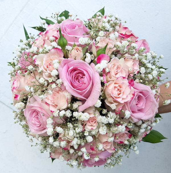 Buchet Cununie Trandafiri Si Minirose Roz