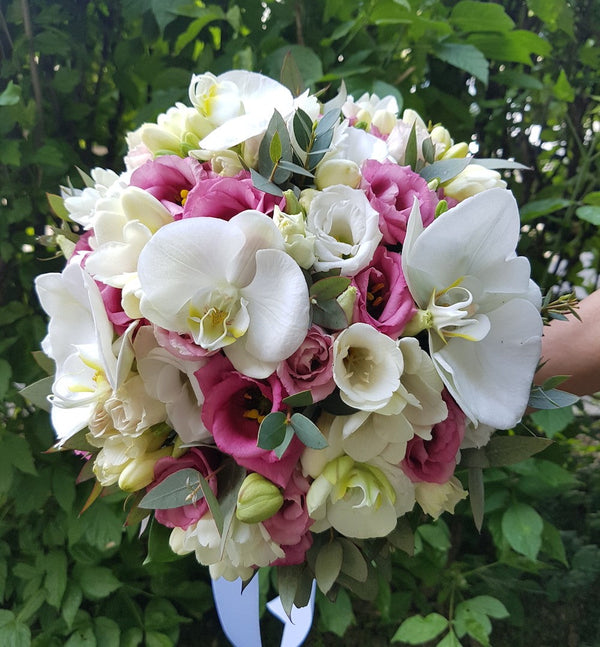 Buchet Mireasa Lisianthus Si Orhidee Phalaenopsis