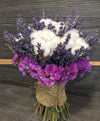 Buchet Cununie Rustic Bumbac Si Limonium Roz