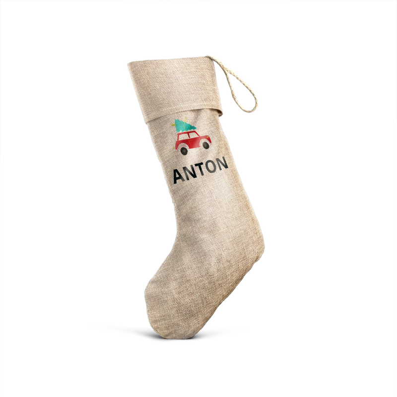 Personalised burlap Christmas stocking - | Livrare Flori Județul Călărași