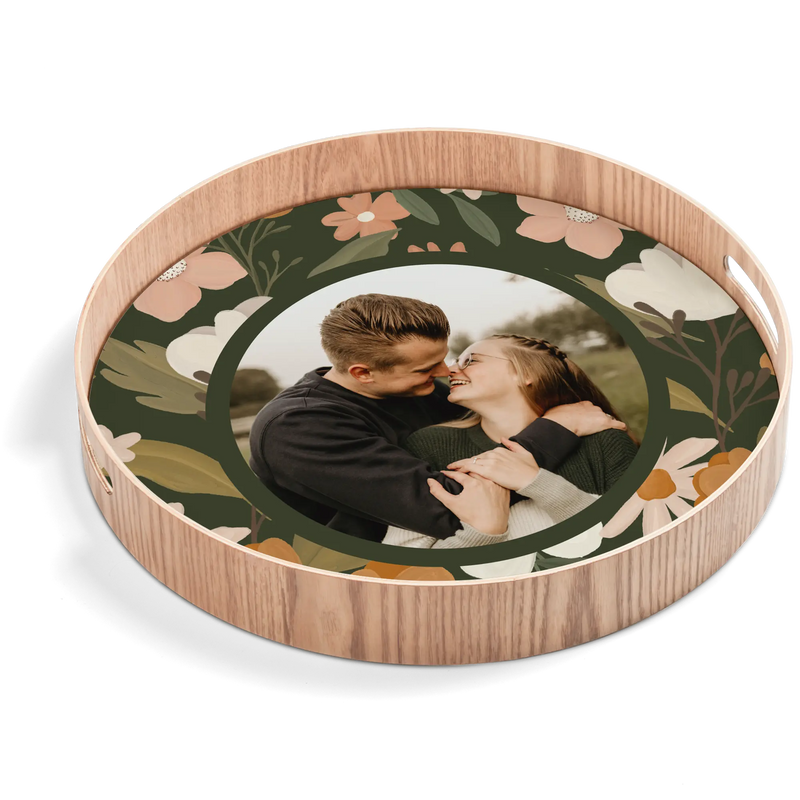 Serving tray - Round - Wood - 40 cm - | Livrare Flori Județul Călărași