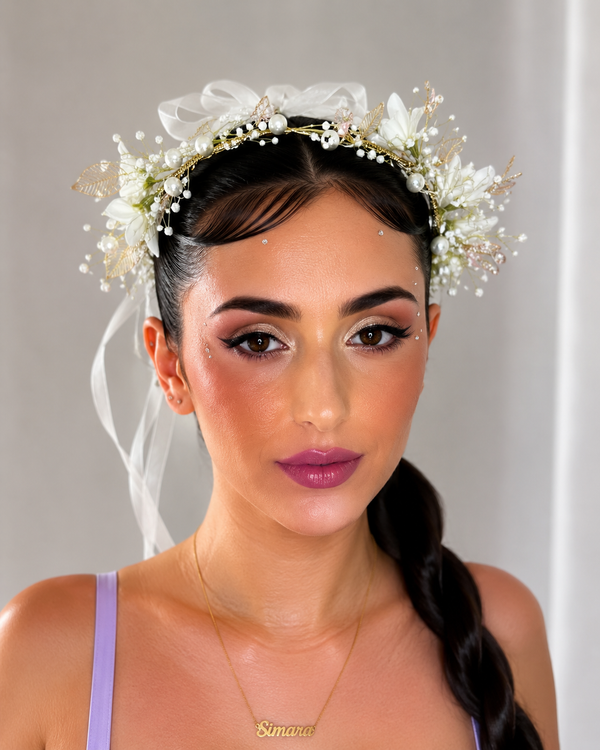 Coroniță Florală Artificială Albă Premium
