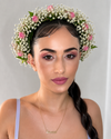 Coroniță Boemă cu Trandafiri Roz și Gypsophila