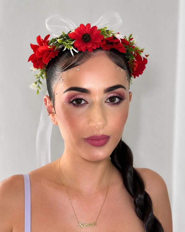 Coroniță Florală Artificială Roșie