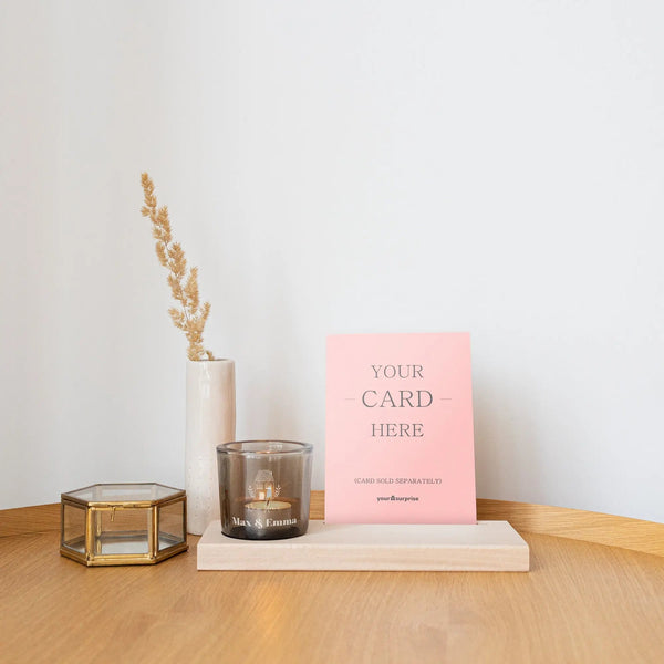 Wooden cardholder with personalised engraved candle holder - | Livrare Flori Județul Călărași