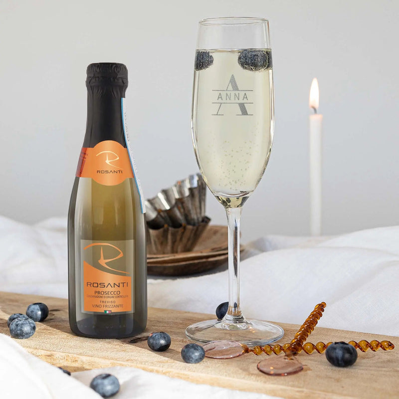 Mini prosecco gift set with engraved glass - Rosanti - Vino Frizzante - | Livrare Flori Județul Călărași