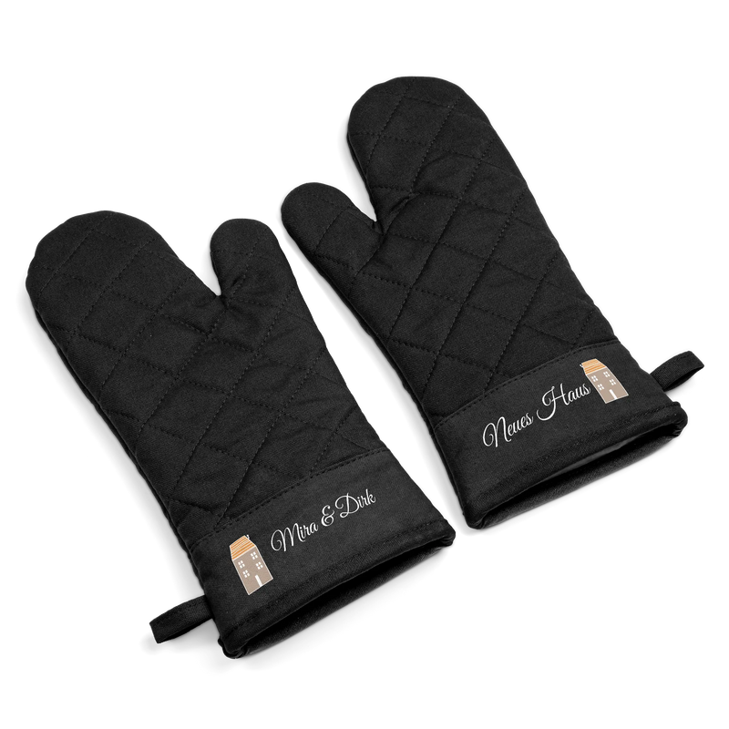 Personalised oven gloves - 2 pcs - Black - | Livrare Flori Județul Călărași