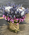 Buchet Cununie Rustic Bumbac Si Limonium Roz